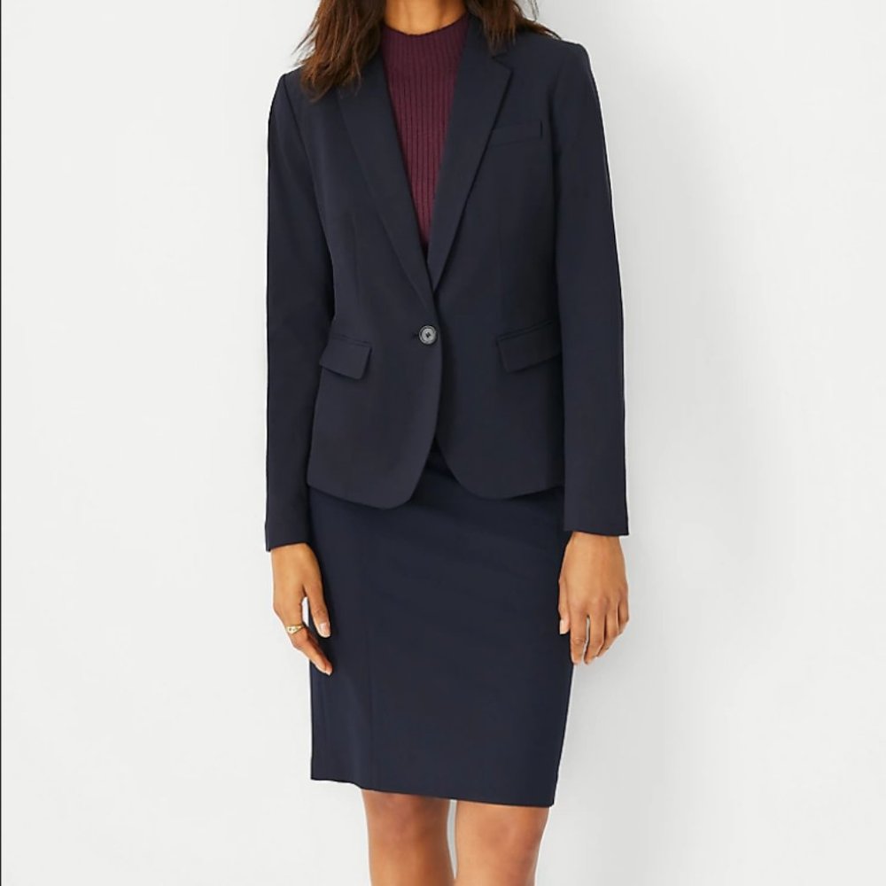 Ann Taylor seasonless stretch suit (blazer, pants, skirt) - navy